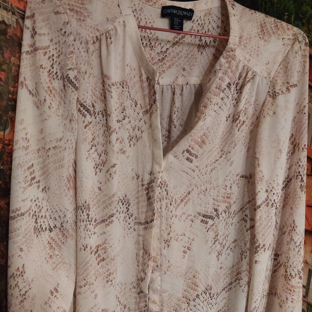 Cynthia Rowley Cream and Brown Blouse